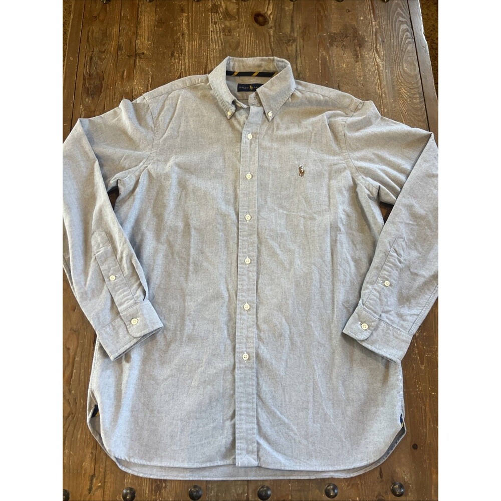 Polo Ralph Lauren Men’s Medium Classic Fit Gray Oxford Shirt Button Down Cotton